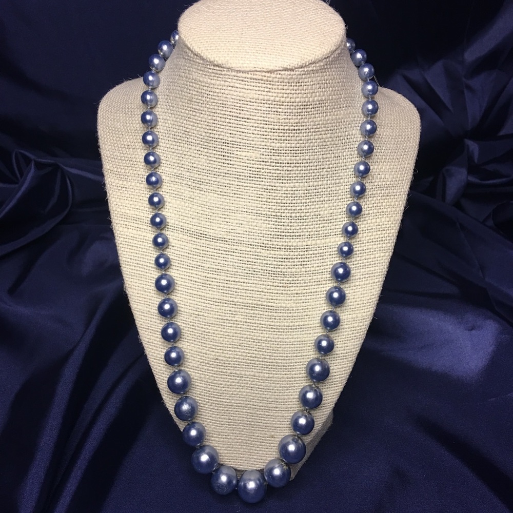 Blue faux pearl necklace